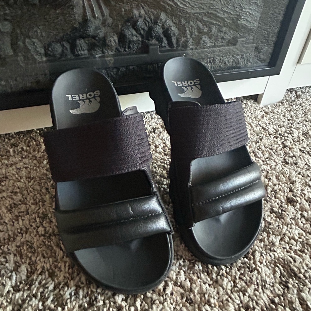 Sorel Black Slide Sandals